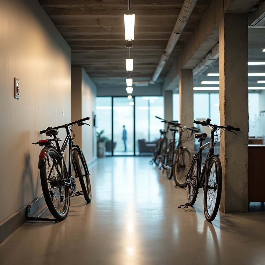 Vorschaubild: Fahrrad wird in Bürogebäude abgestellt